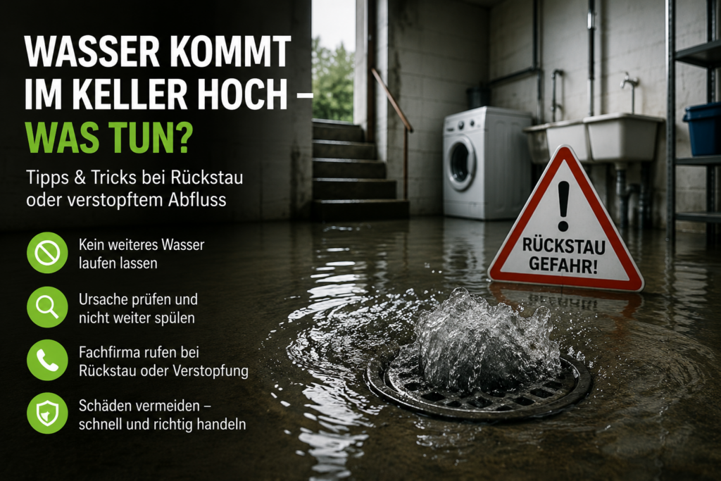 Wasser kommt im Keller hoch bei Rückstau oder verstopftem Abfluss