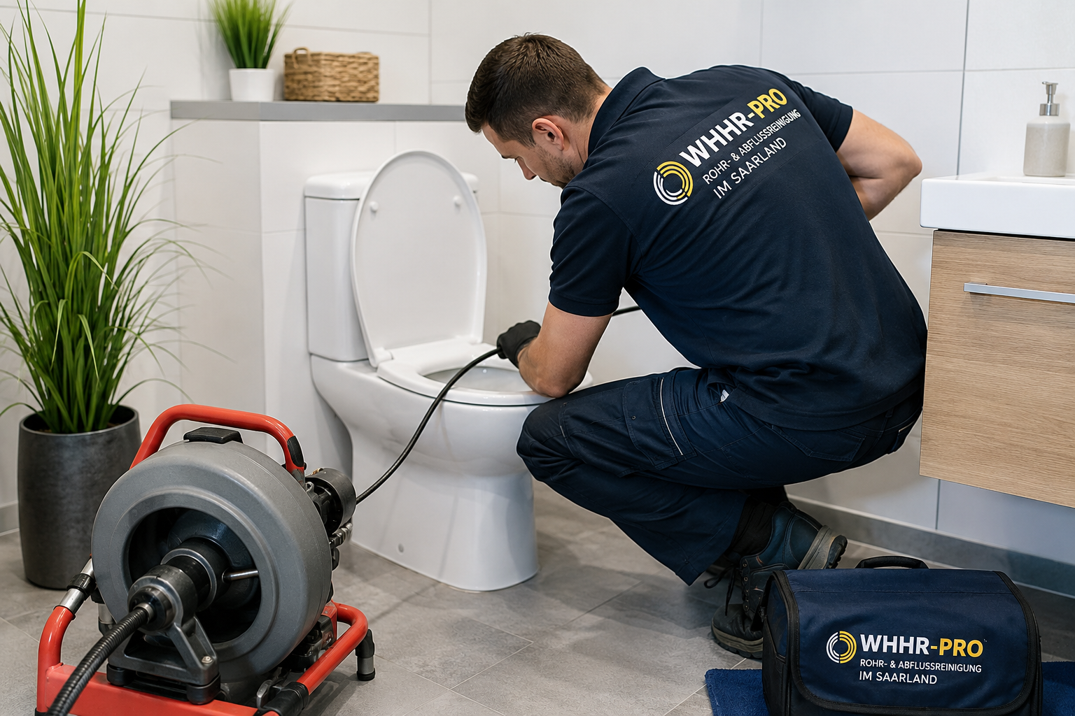WC-Verstopfung beseitigen im Saarland durch WHHR-Pro Rohrreinigung